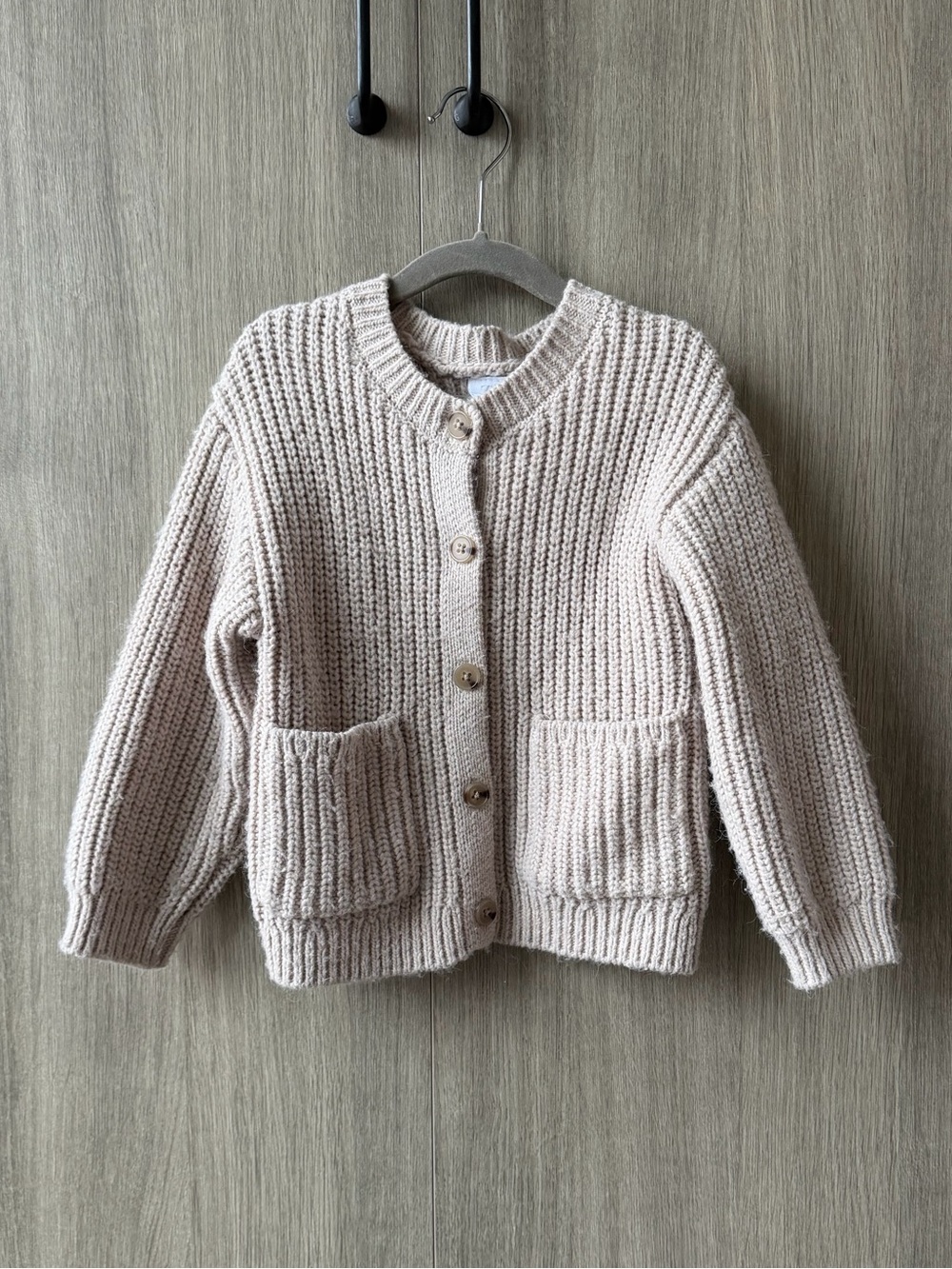 Zara Cream Chunky Ribbed Button-Up Cardigan- size 5